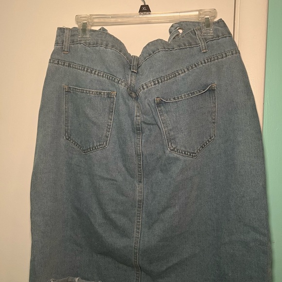 Plus Criss Cross Back Suspender Denim Dress from Shein - Picture 5 of 7